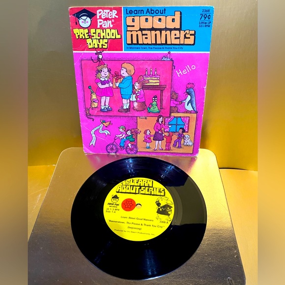 PETER PAN RECORDS VTG 60s ABOUT GOOD MANNERS VINYL RECORD LITTLE LP 2368 7” - Picture 2 of 10